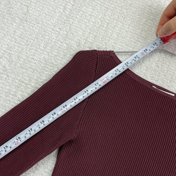 Aritzia Babaton Burgundy Dark Red Sculpt Knit Opus Longsleeve Top Women Size XS - Picture 10 of 15